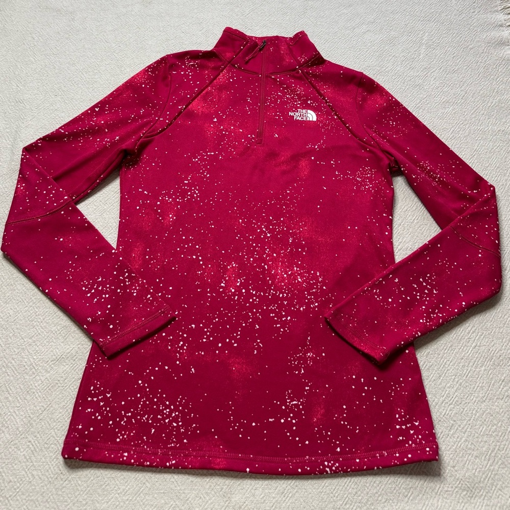 The North Face Hot Pink Constellation Print Fleece Long Sleeve 1/4 Zip Top S - Picture 2 of 9